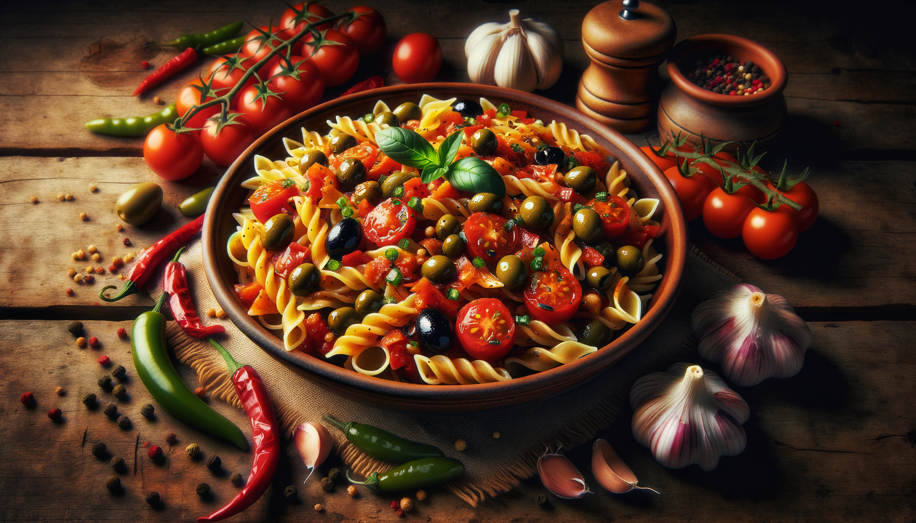 An image of a plate of pasta alla puttanesca